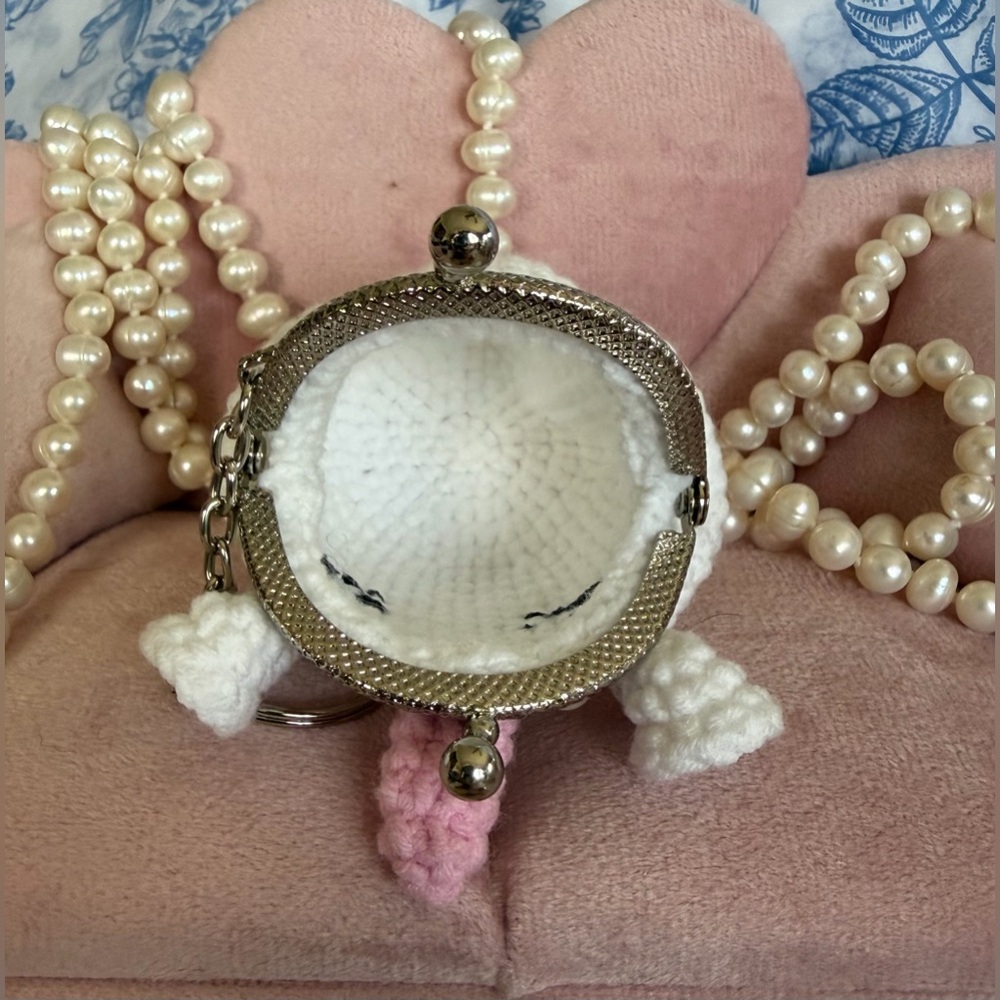 Crocheted Unicorn Key Holder/ Purse Charm Pouch w/ Kiss Lock Opening NEW! - Picture 4 of 5